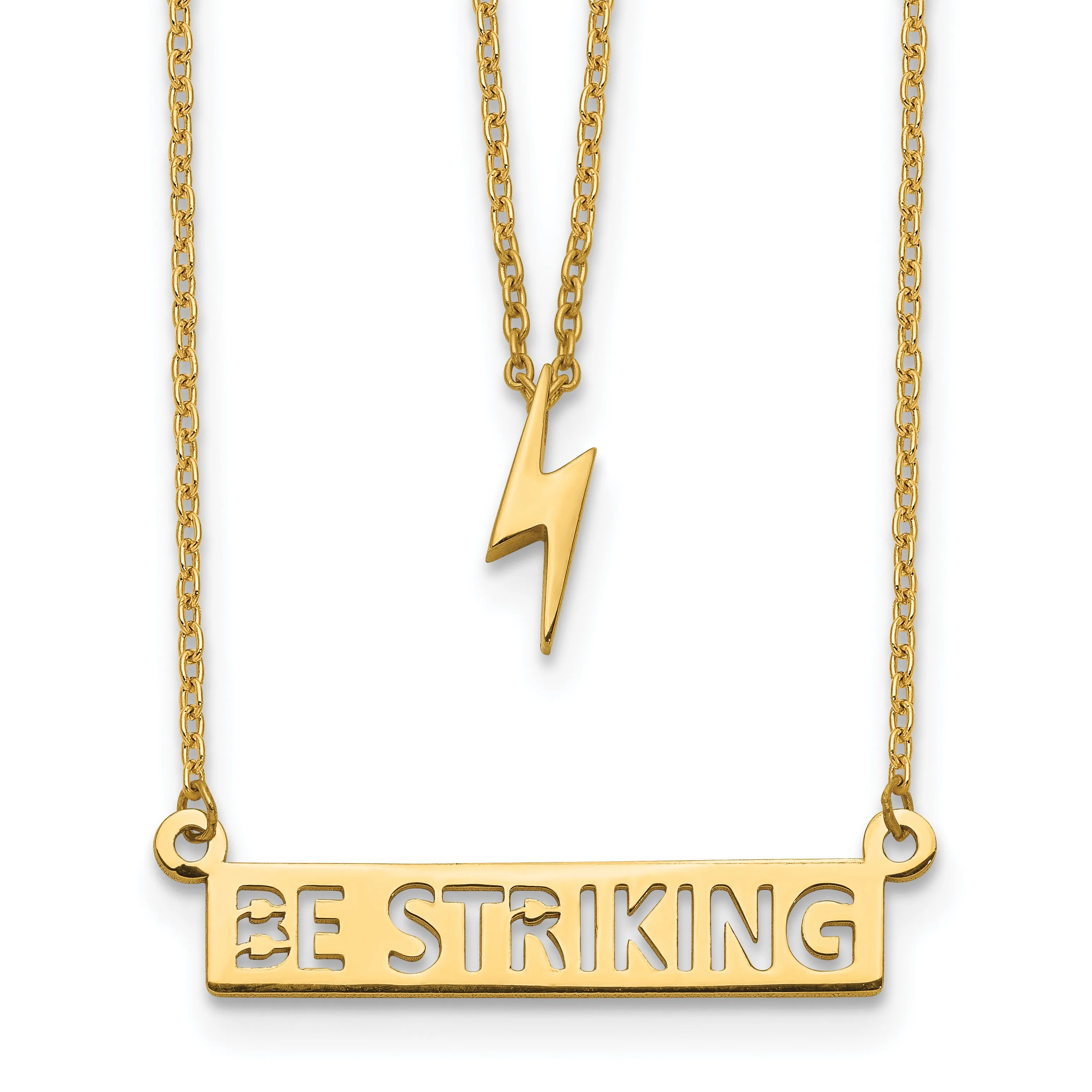 14K Gold Two-Strand Lightning Necklace with Polished Finish