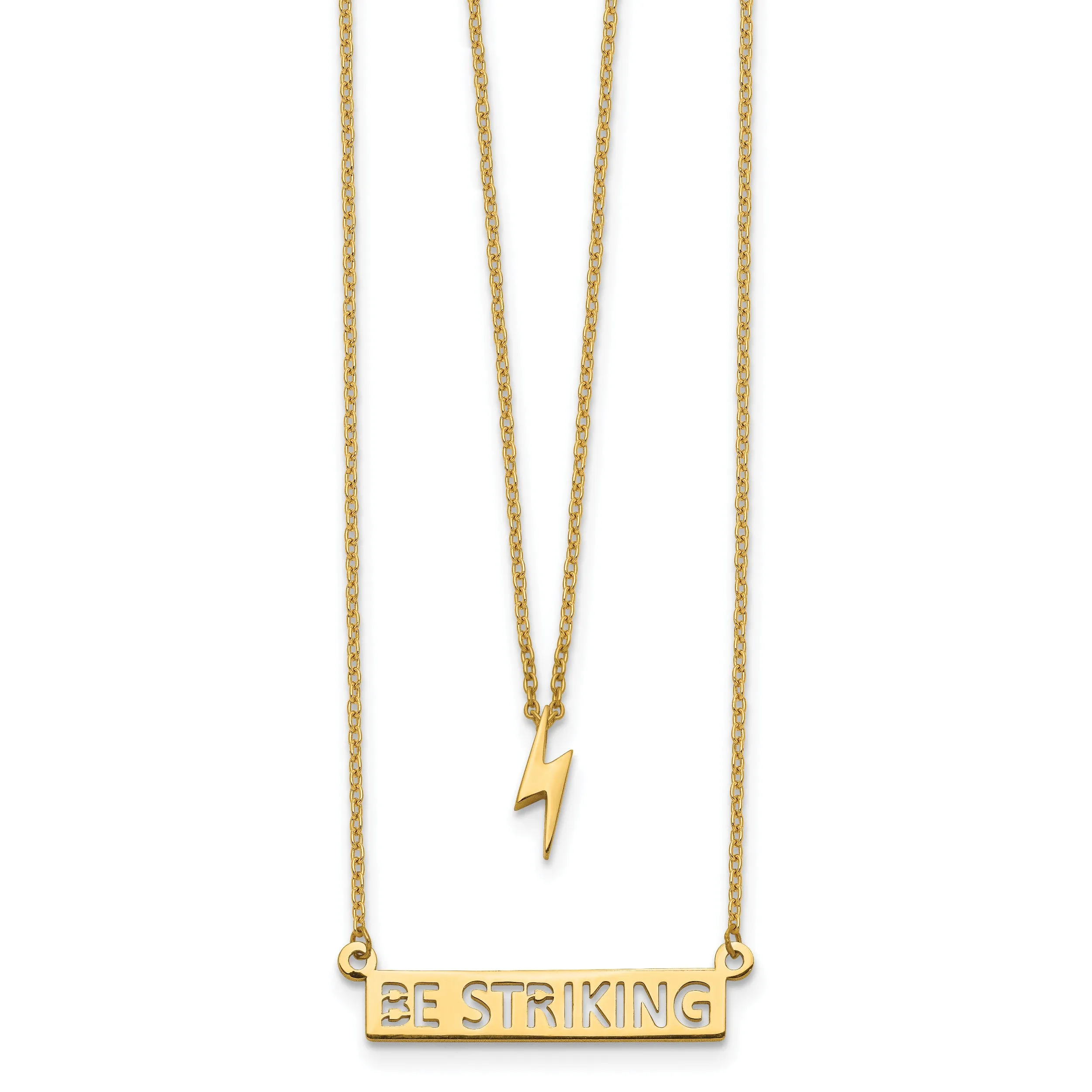 14K Gold Two-Strand Lightning Necklace with Polished Finish