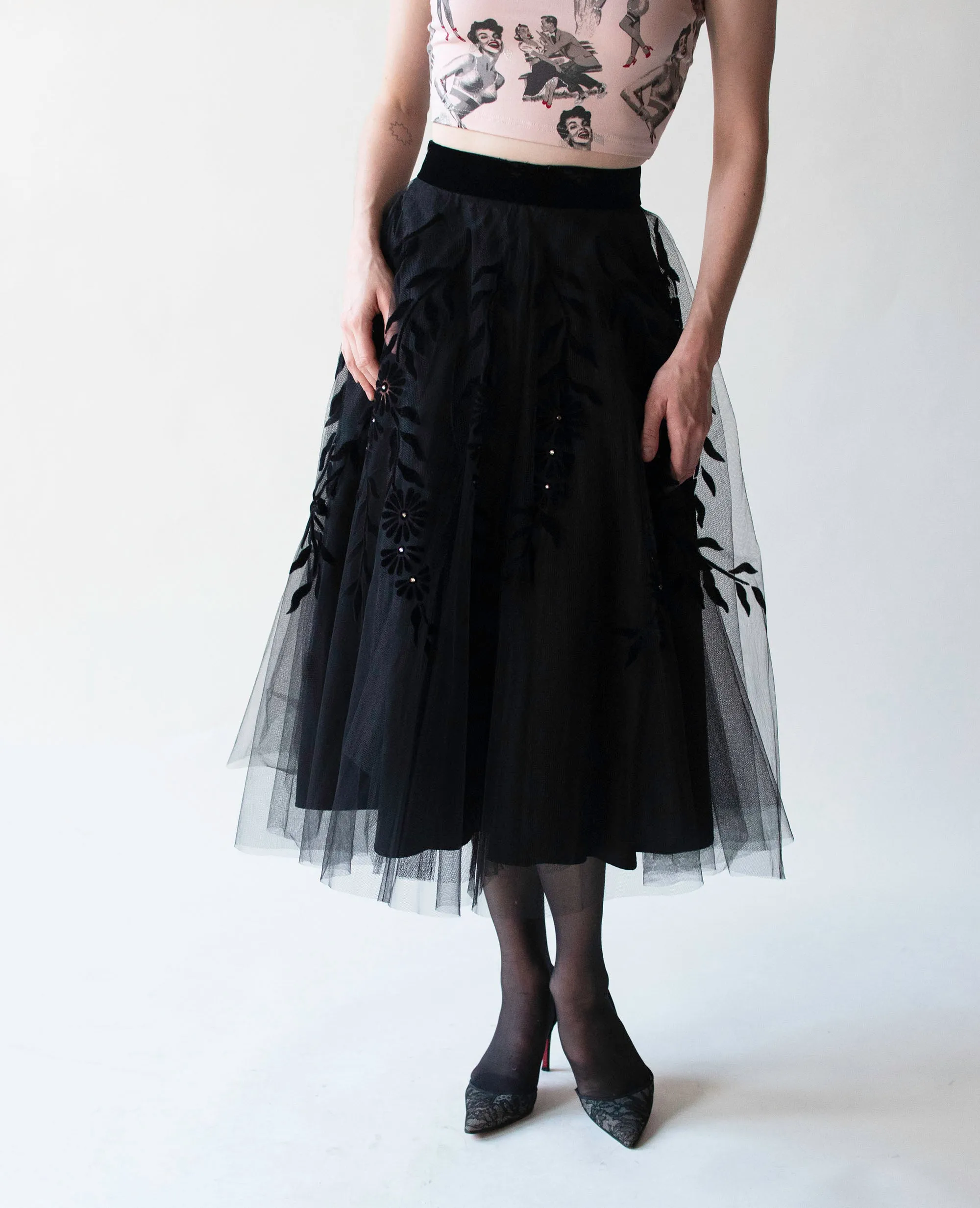 1950s Black Tulle Skirt