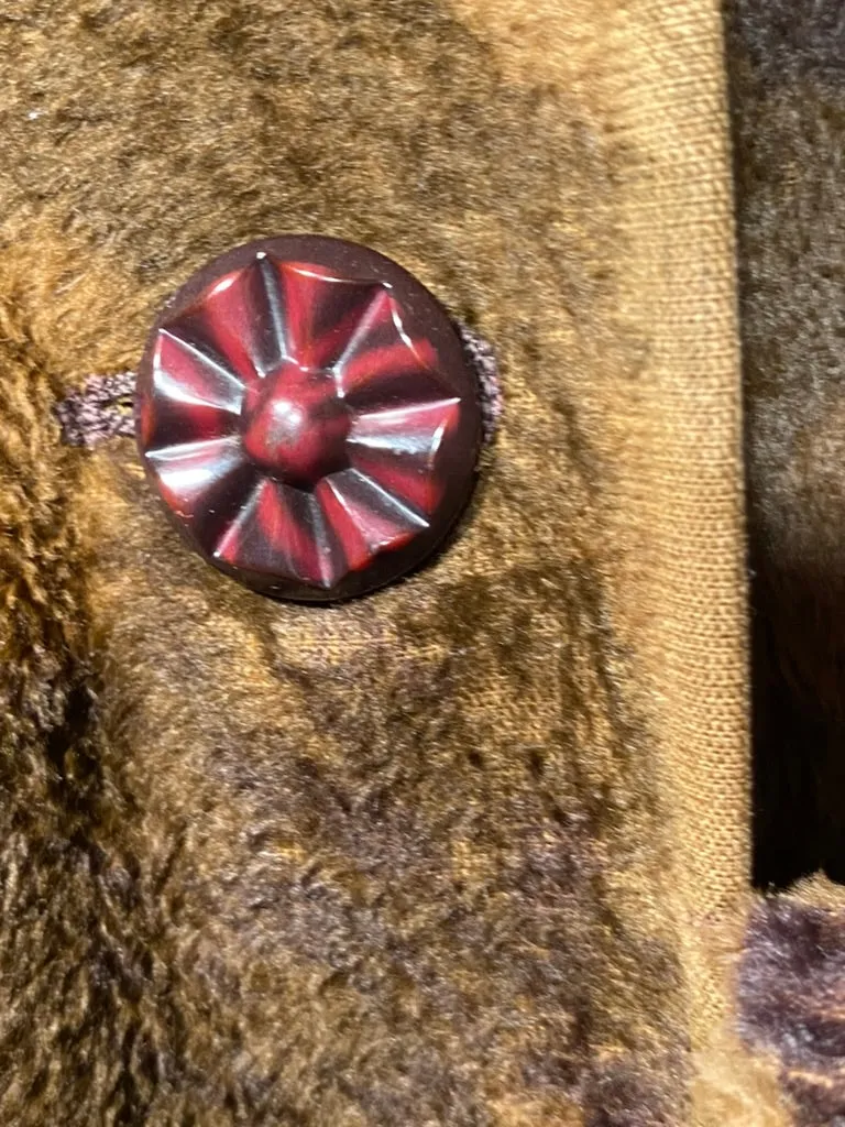 1970s Two Tone Brown Faux Fur Astraka of London Belted Coat