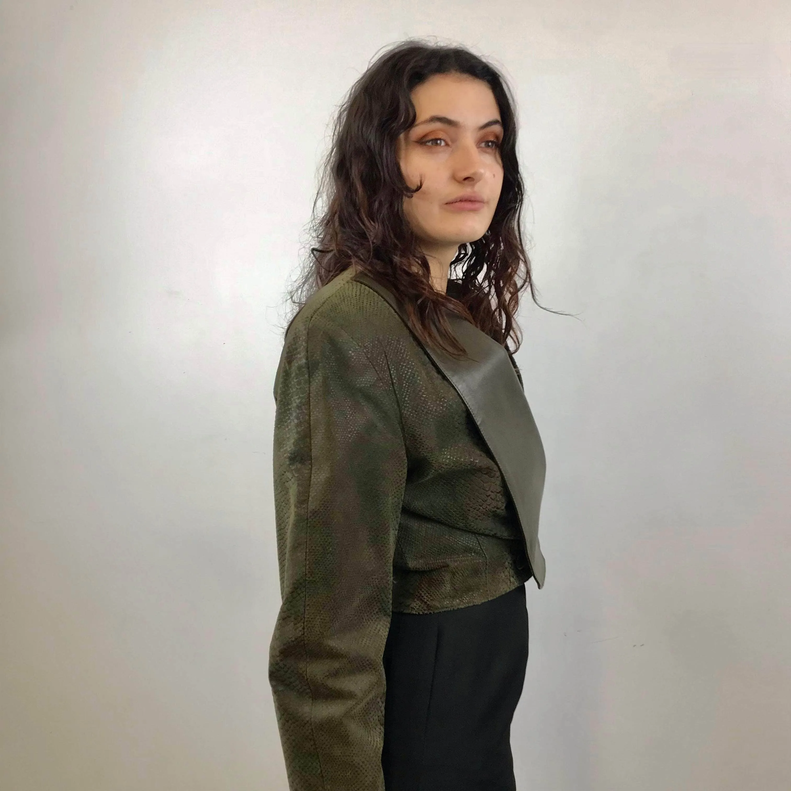 1980s Danier Cropped Leather Jacket Medium