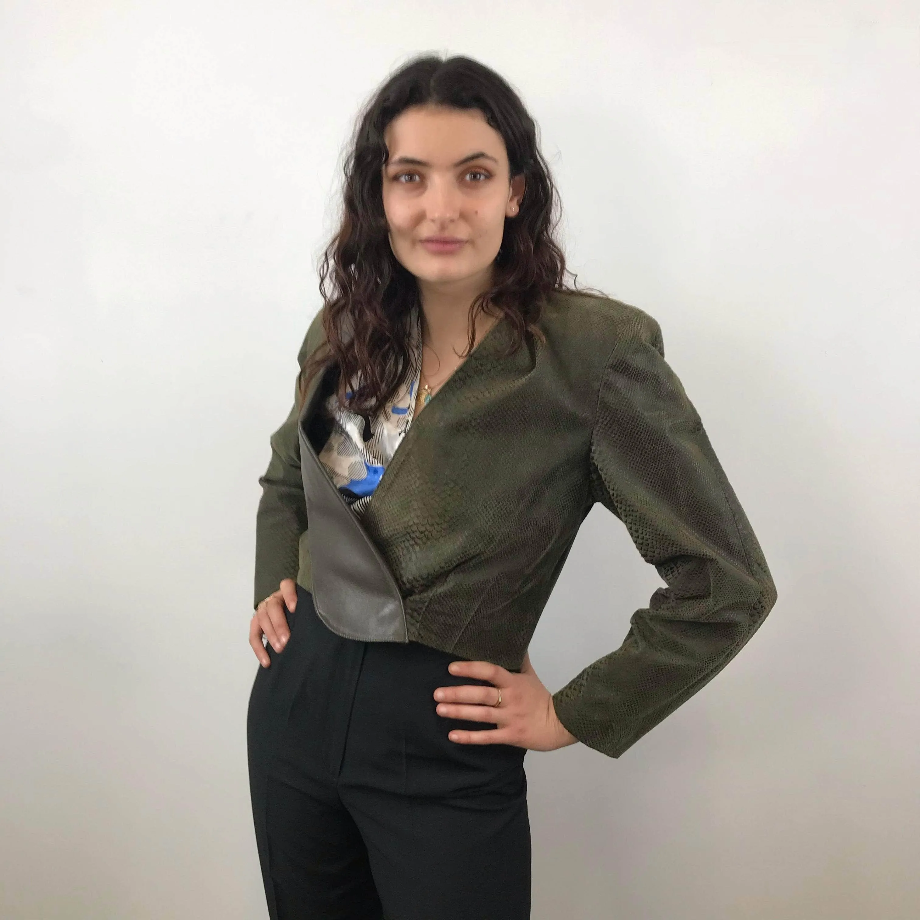 1980s Danier Cropped Leather Jacket Medium