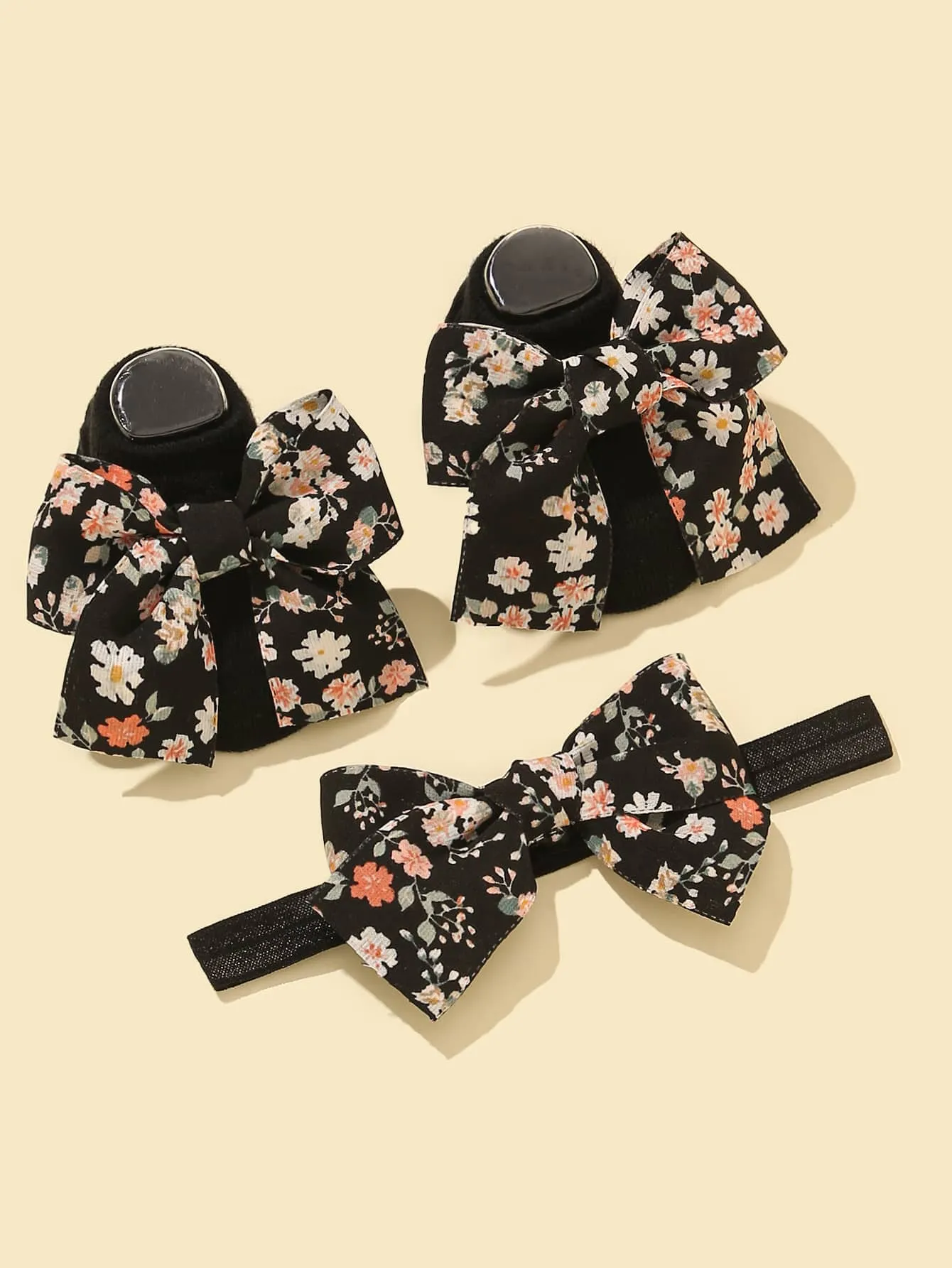 1pair Baby Flower Pattern Socks 1pc Headband