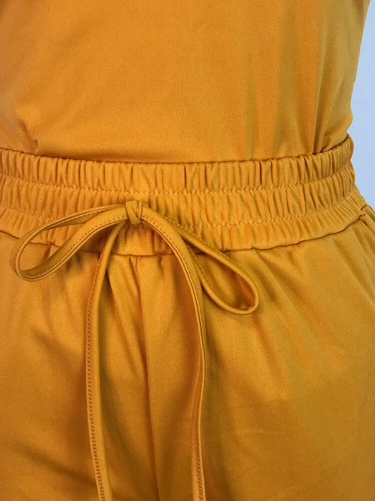2 Piece Sleeveless Solid Color Tank Tops Pants Sets