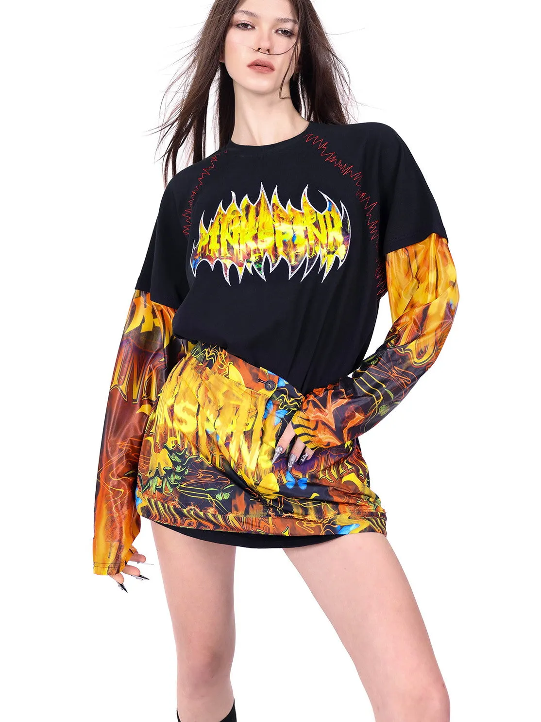 2Way Drawstring Fire Nichi Flashy Skirt