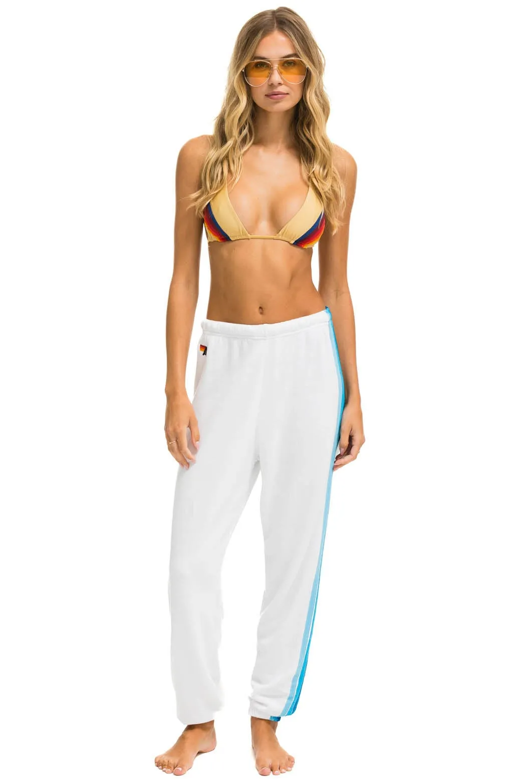 5 STRIPE SWEATPANTS - WHITE // BLUE