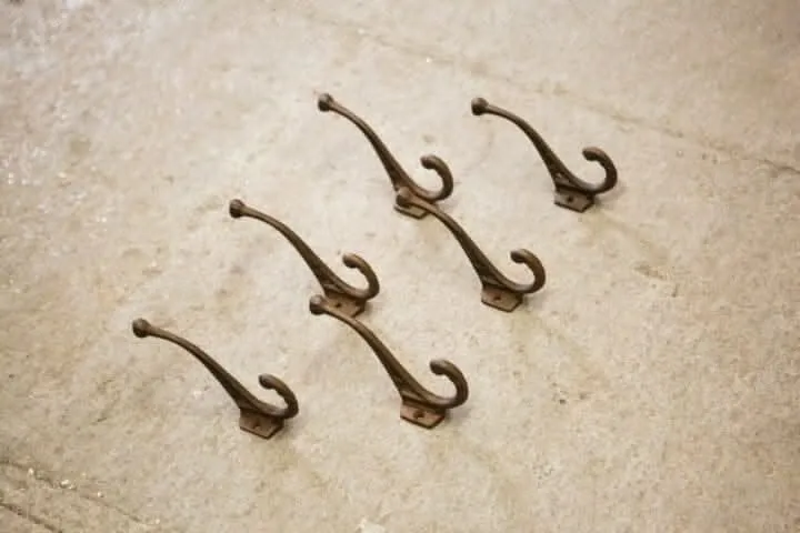6 Cast Iron Antique Wall Mountable Coat Hooks