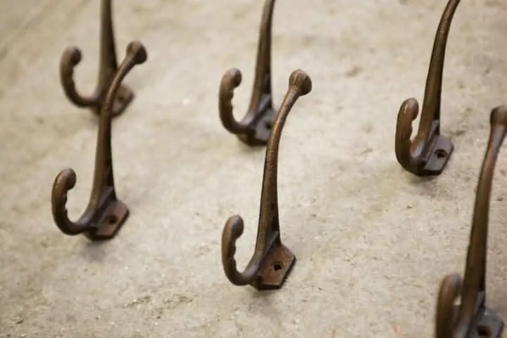 6 Cast Iron Antique Wall Mountable Coat Hooks