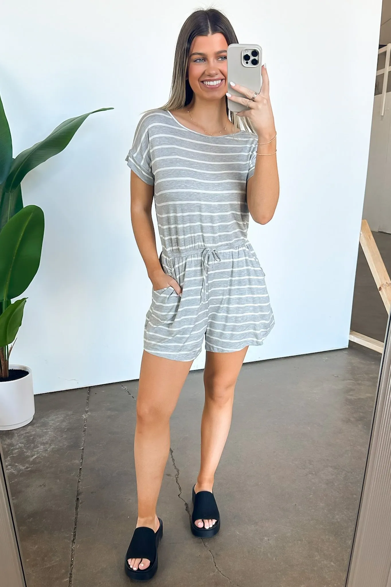 Adyn Striped Drawstring Waist Romper - FINAL SALE