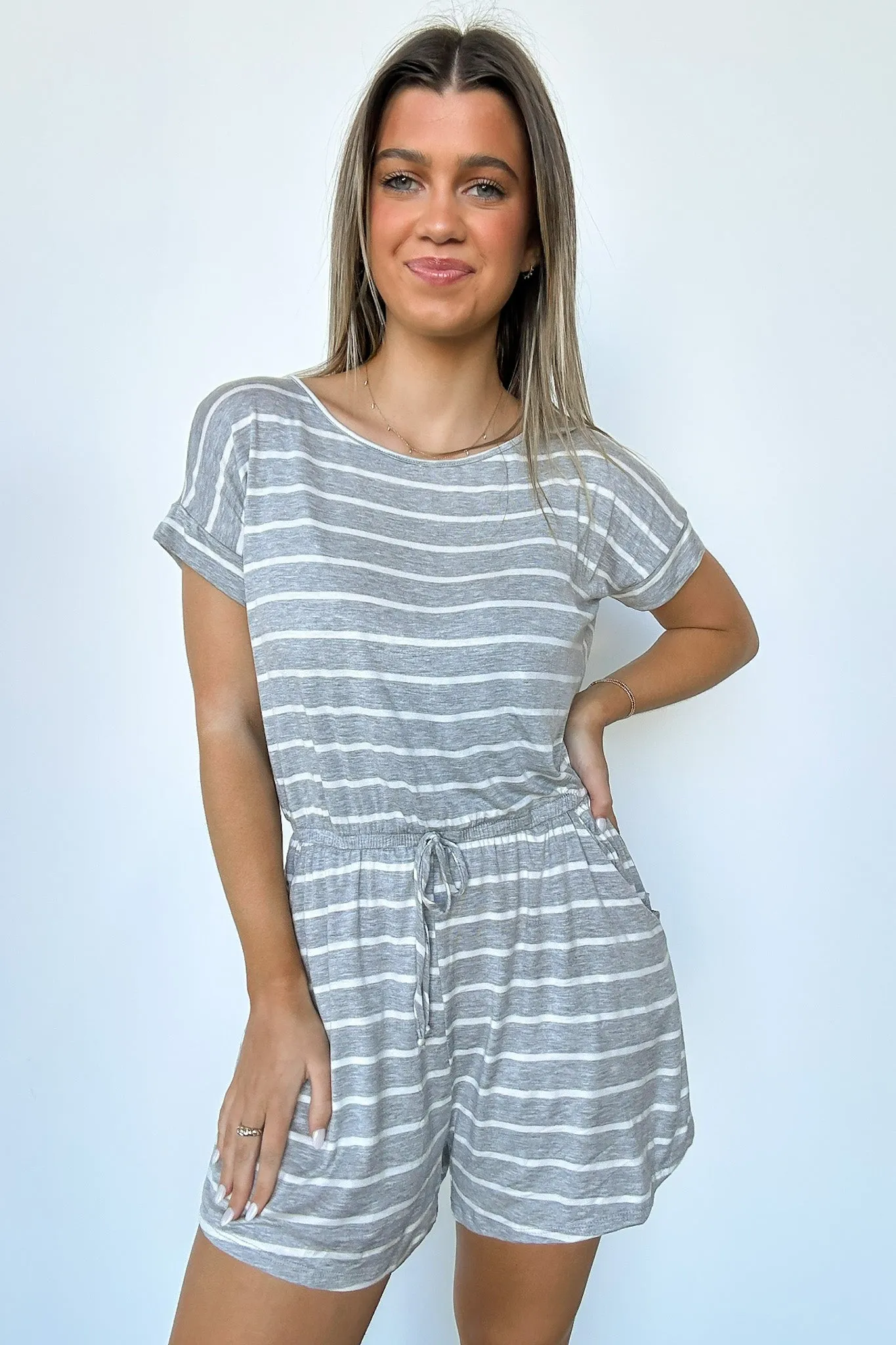 Adyn Striped Drawstring Waist Romper - FINAL SALE