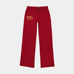 Amor Butterfly Fleece Cargo Womens Sweatpants (Red/Black)