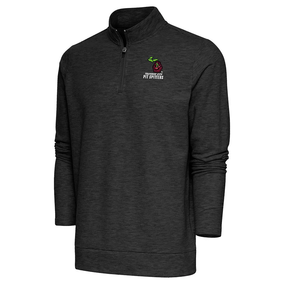 Antigua Quarter Zip Pullover - Black Heather