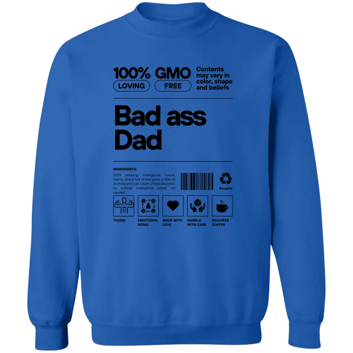 Bad Ass Dad -- Pullover Crewneck Sweatshirt 8 oz (Closeout)