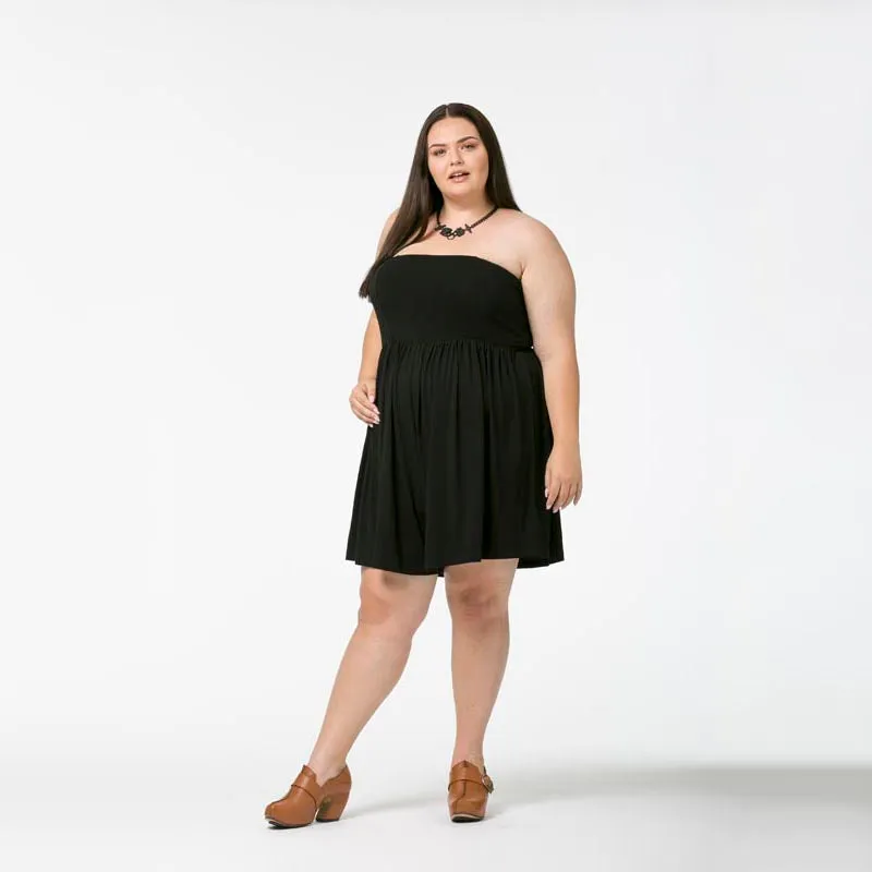 Black Cotton Jersey Strapless Romper -  Made to Order