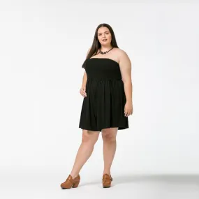 Black Cotton Jersey Strapless Romper -  Made to Order