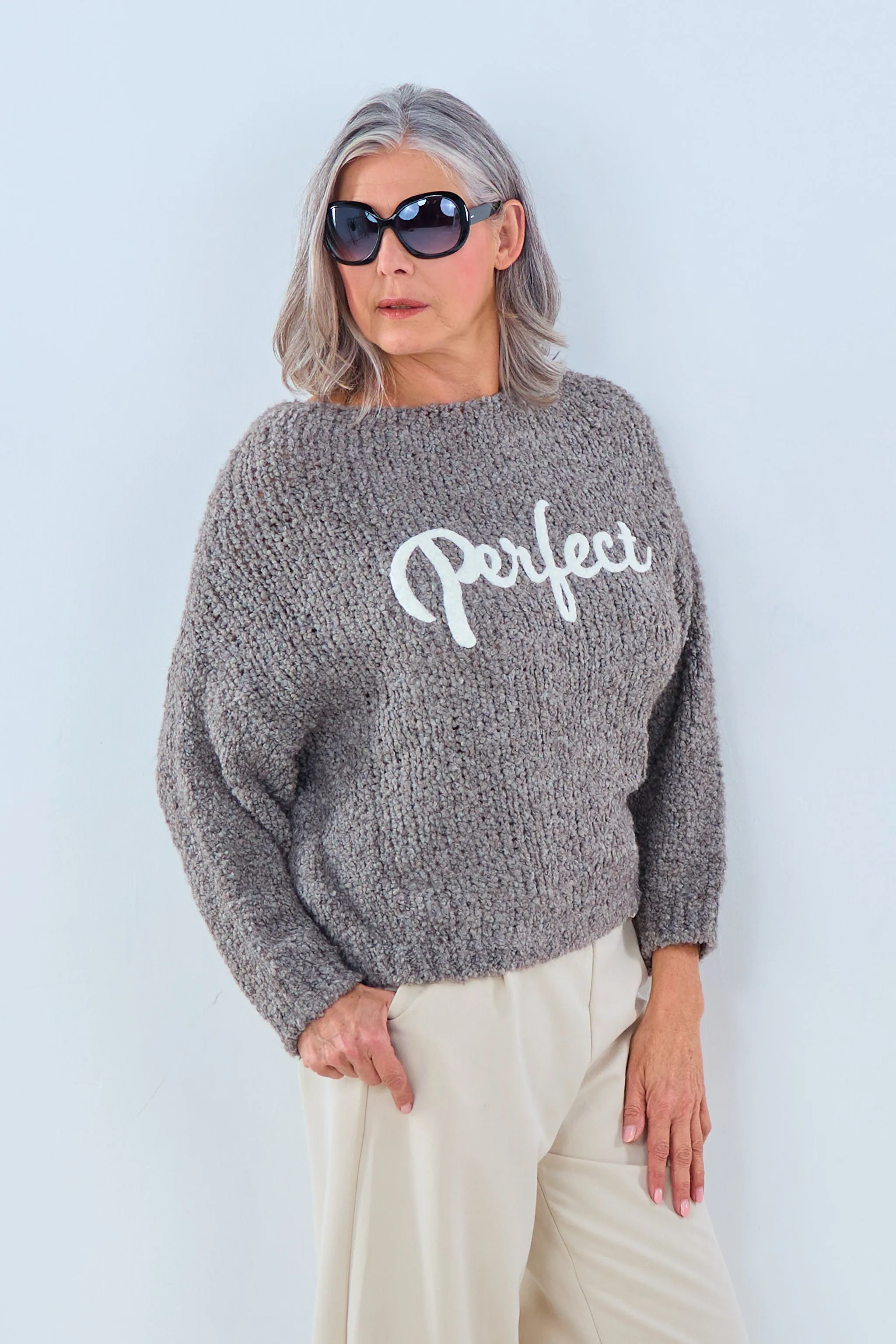 Bouclé Pulli PERFECT-Flock, taupe