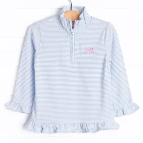 Bow Embroidered Pullover, Blue