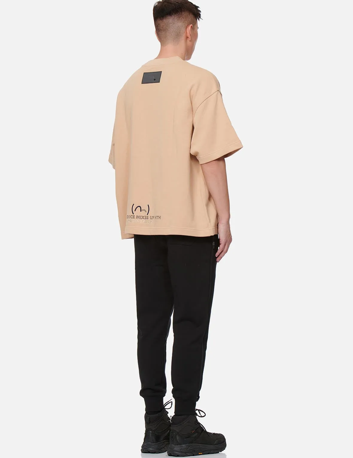 Brush Effect Seagull Print Sweatpants