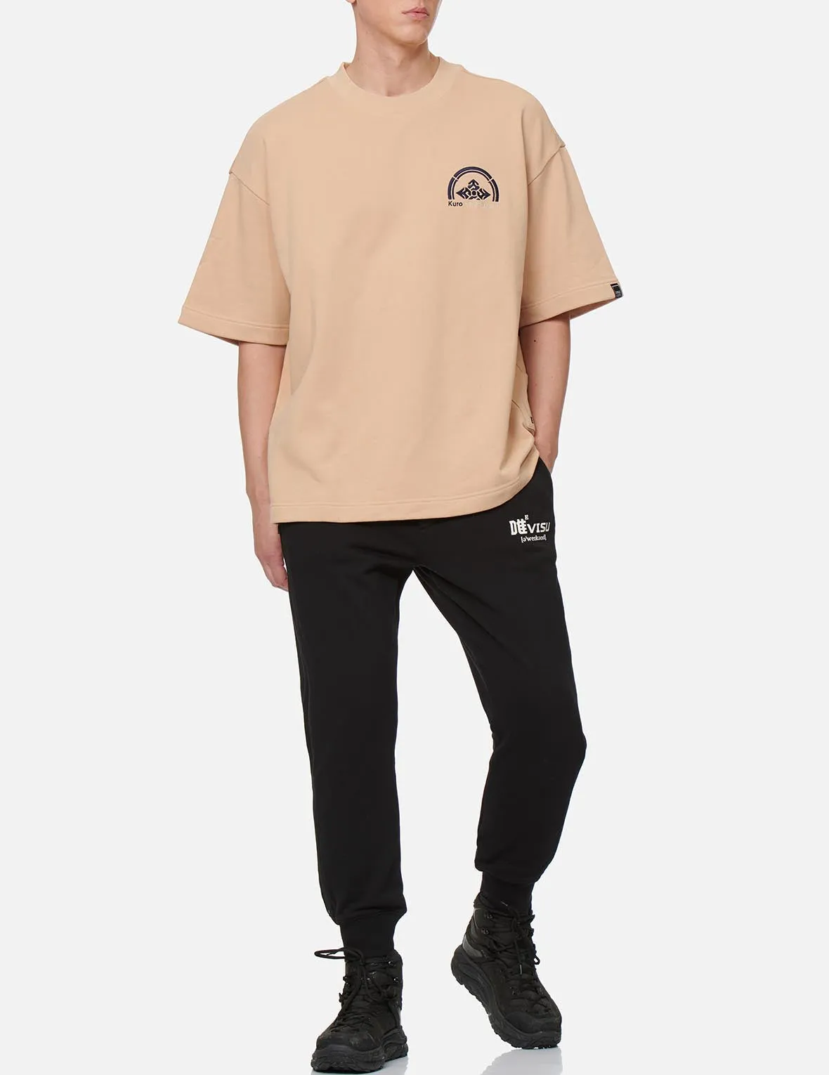 Brush Effect Seagull Print Sweatpants