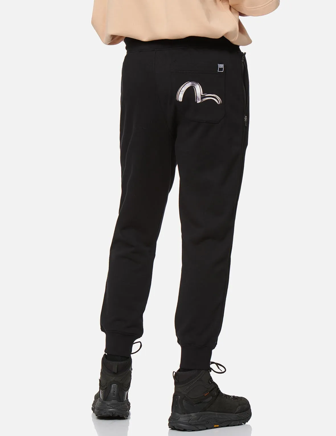 Brush Effect Seagull Print Sweatpants