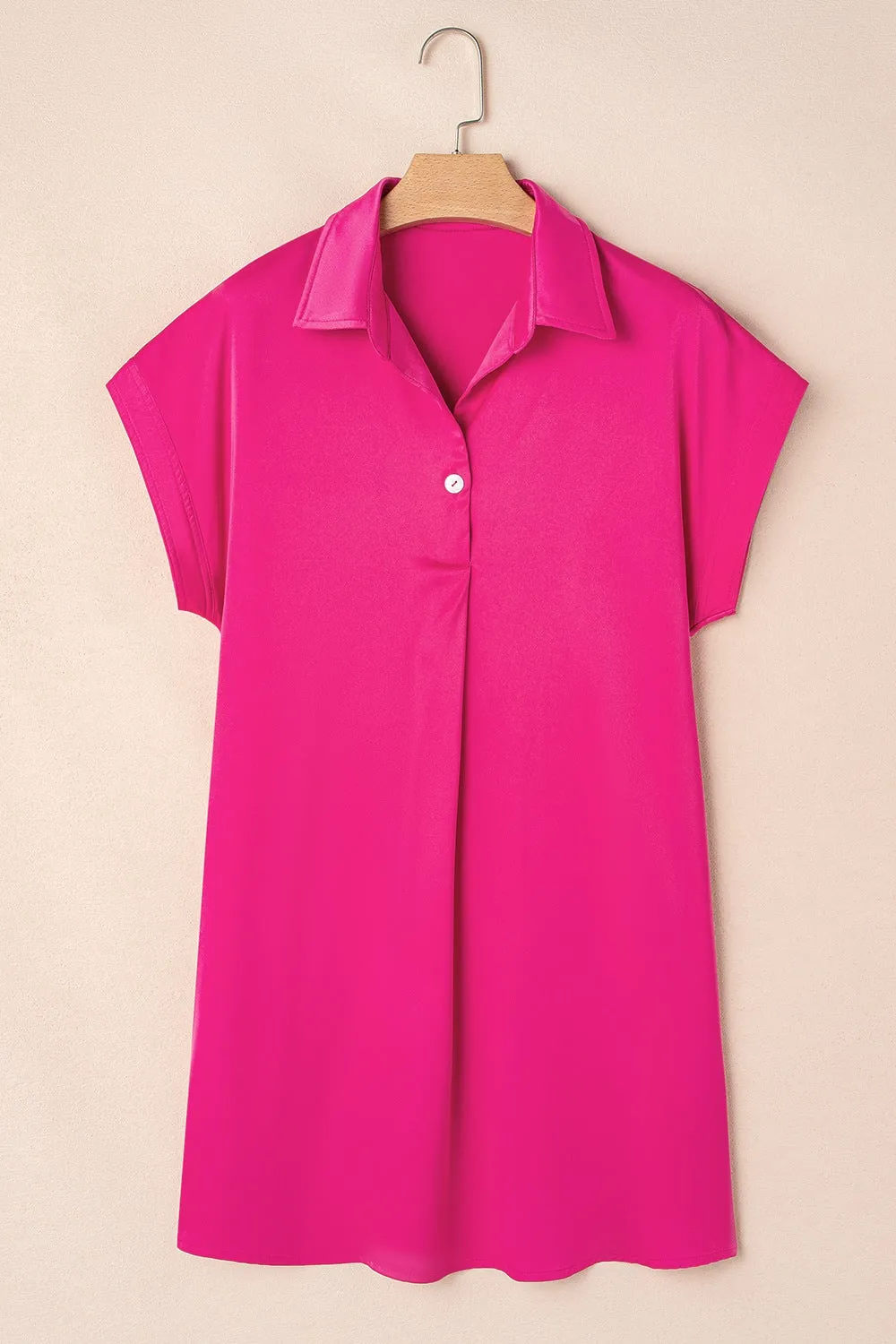 Buttoned Collared Neck Mini Shirt Dress
