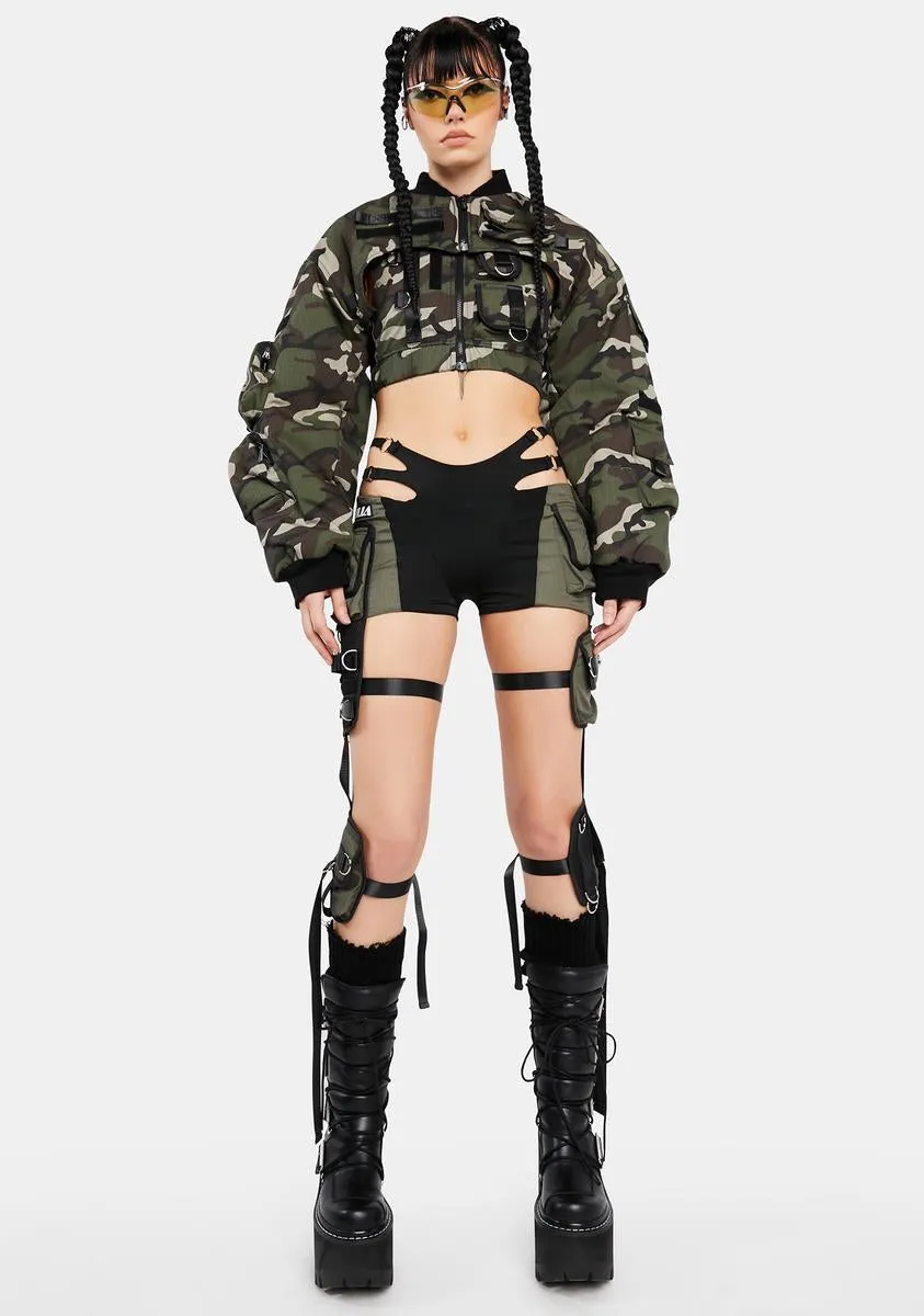Camo Bomber Choker Jacket