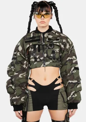 Camo Bomber Choker Jacket