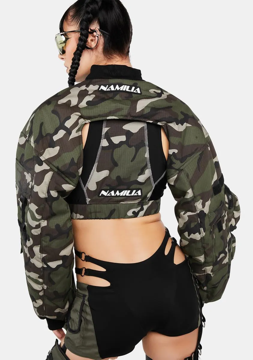 Camo Bomber Choker Jacket