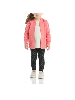 Carhartt Girls French Terry Jacket, T-Shirt And Leggings Set, Three Piece Set - Caviar Black (001)
