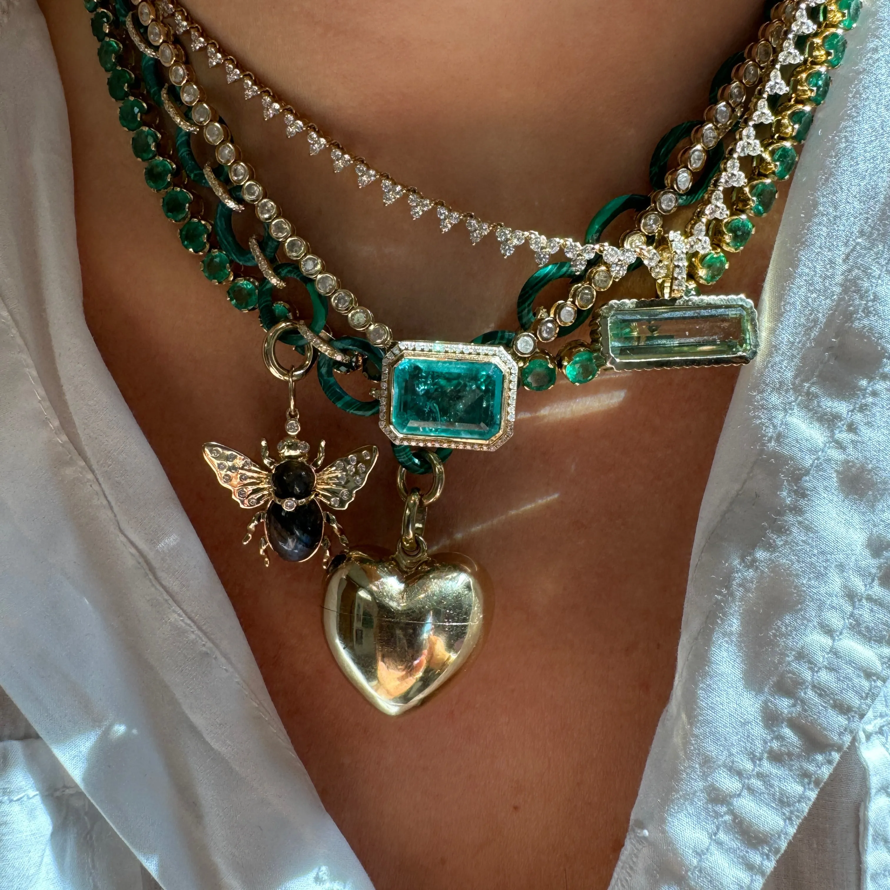 Carved Gemstone Chain Necklace