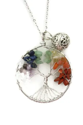 Chakra Tree Multicolored Essential Oil Diffuser Necklace- 24"