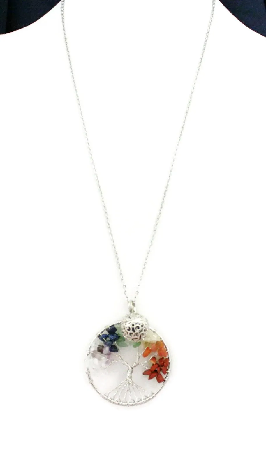 Chakra Tree Multicolored Essential Oil Diffuser Necklace- 24"