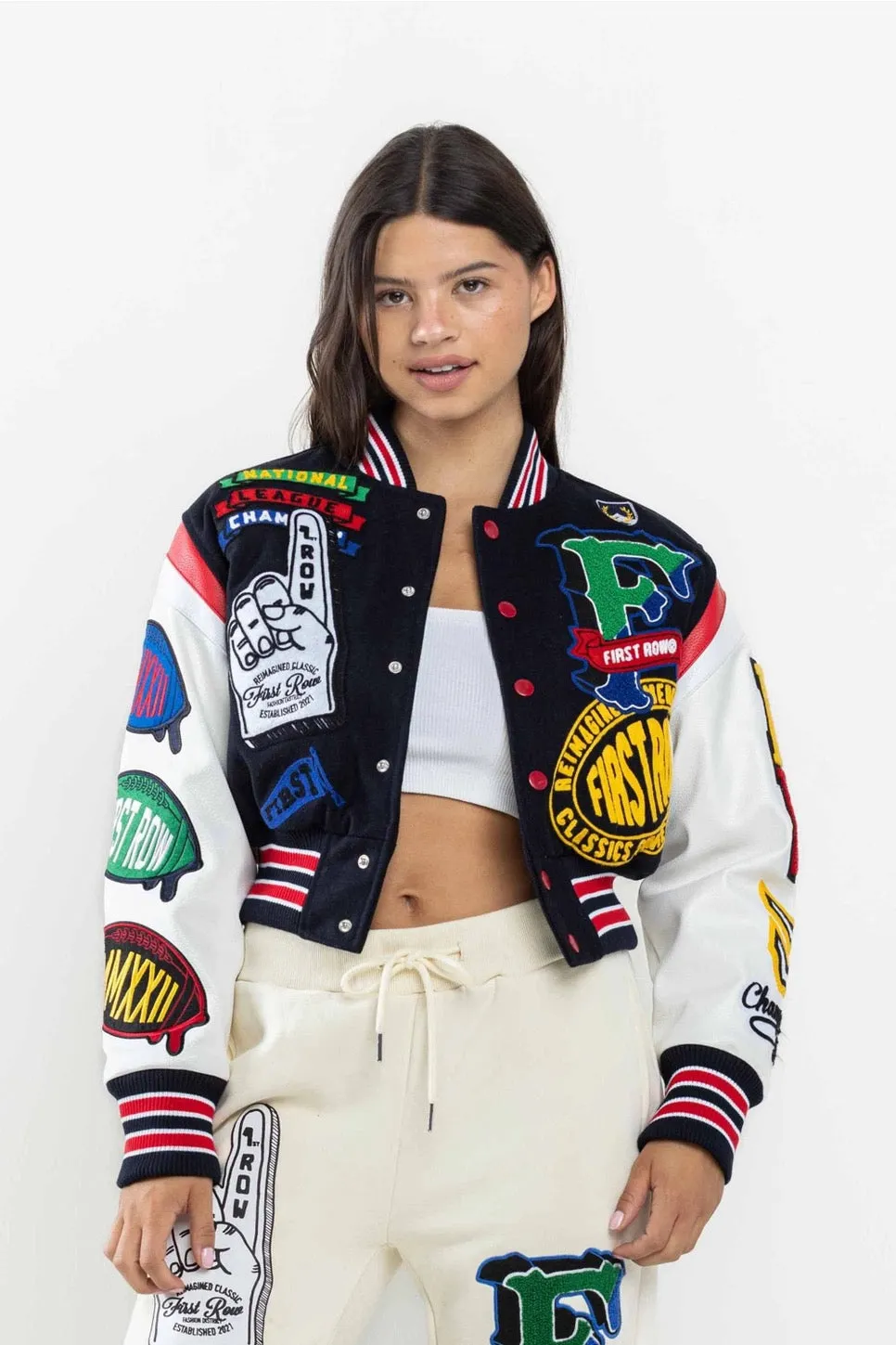 Championship Winner Cropped Varsity Jacket {Vegan Leather Sleeves}
