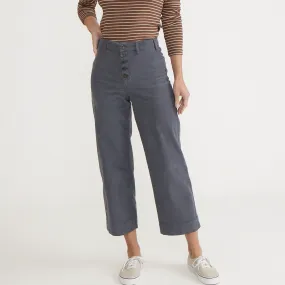 Corduroy Bridget Wide Leg Crop - Washed Navy