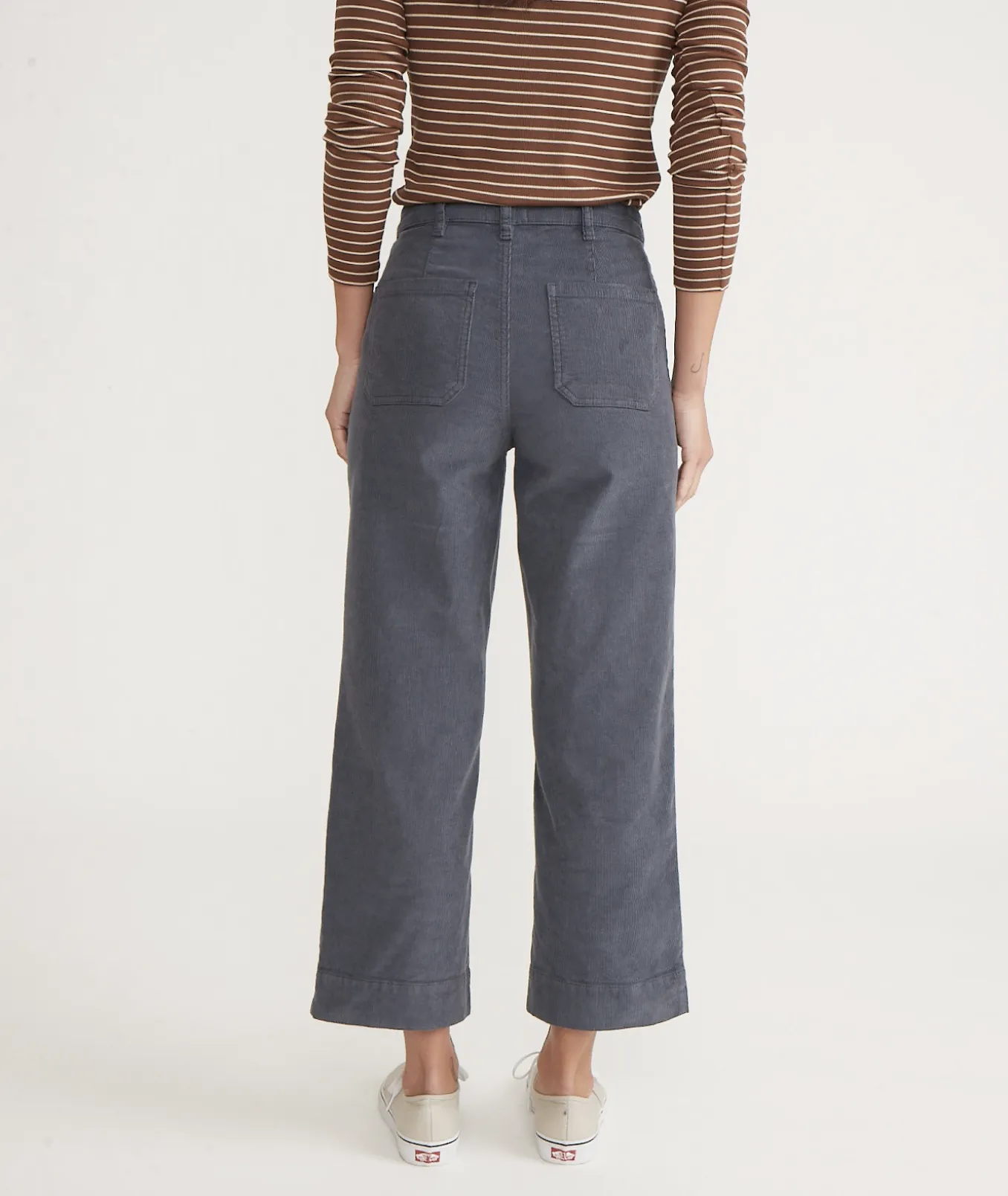 Corduroy Bridget Wide Leg Crop - Washed Navy