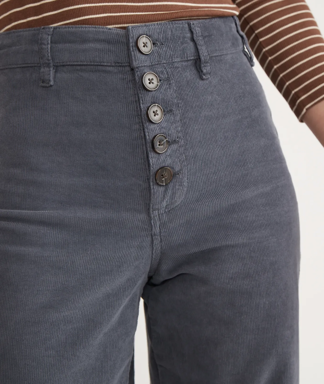 Corduroy Bridget Wide Leg Crop - Washed Navy