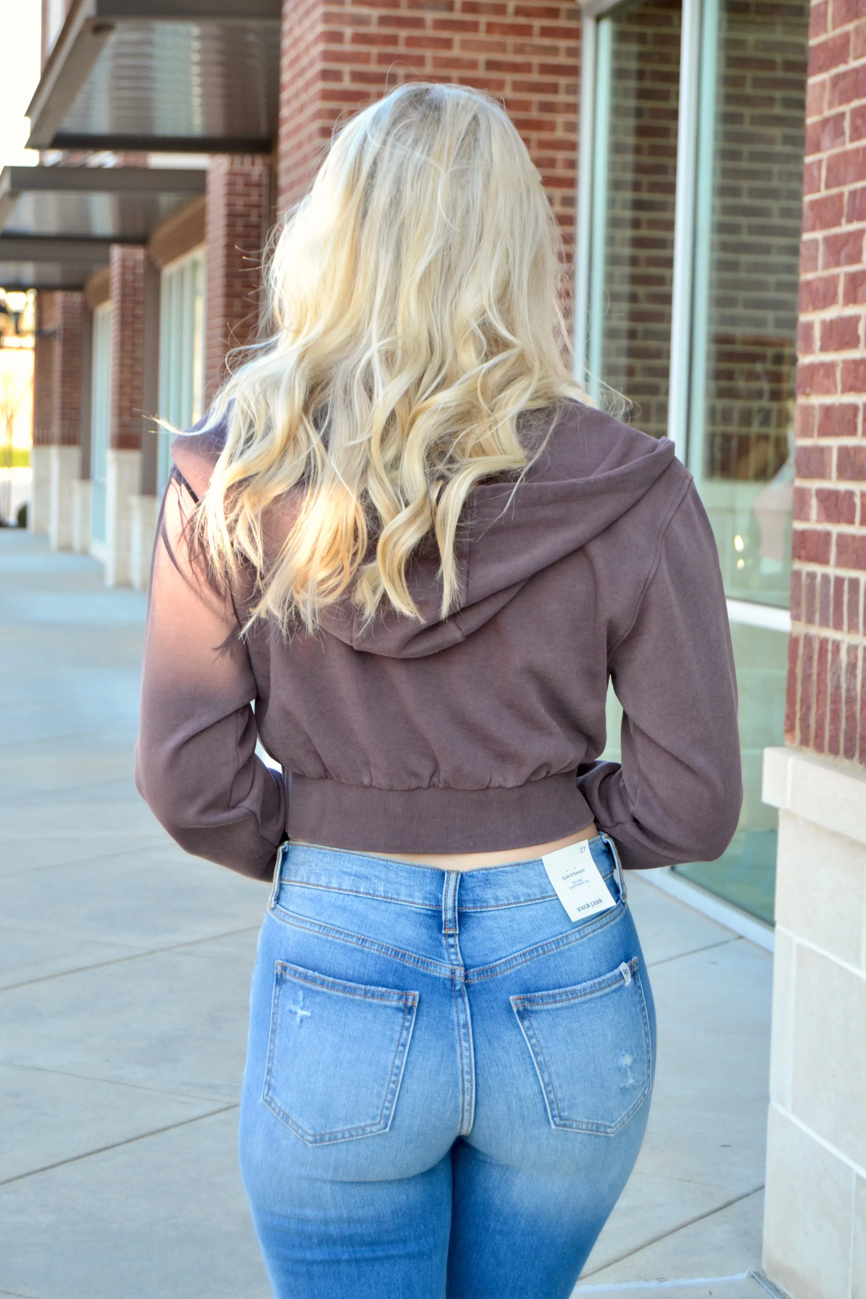 Cropped zip up hoodie jacket