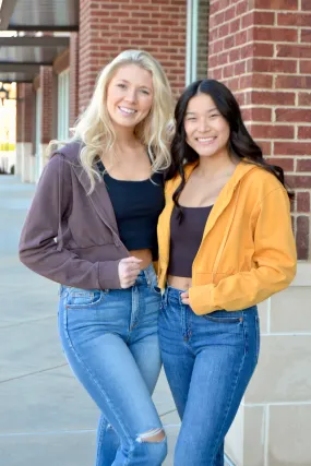 Cropped zip up hoodie jacket