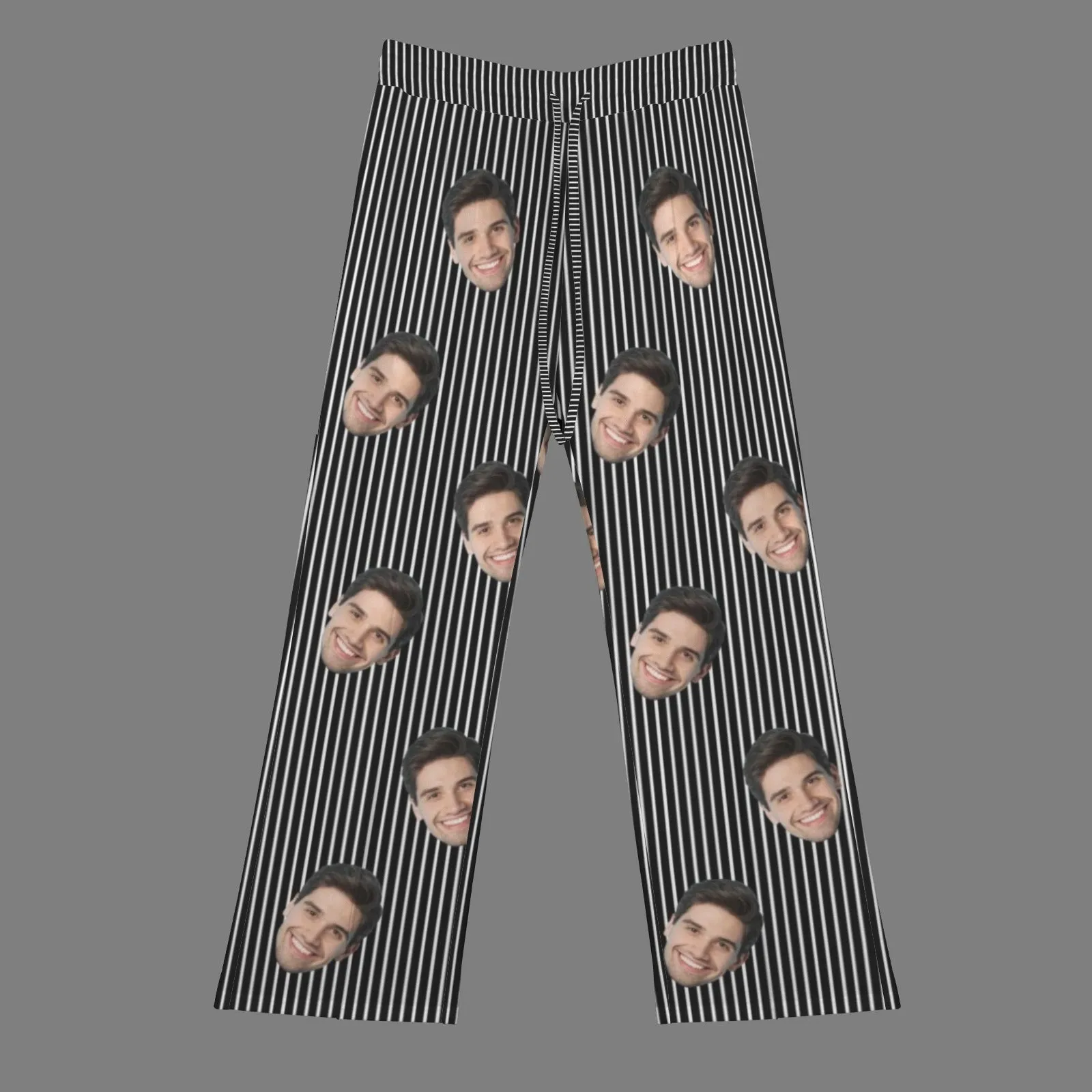 Custom Face Stripes Pattern Women's Drawstring Wide Leg Sweatpants