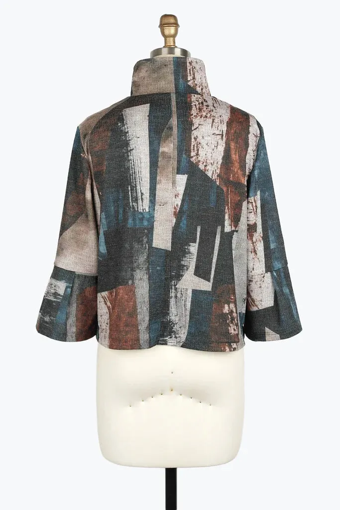 DAMEE ABSTRACT PAINTING CROPPED JKT - 4943 - BRN