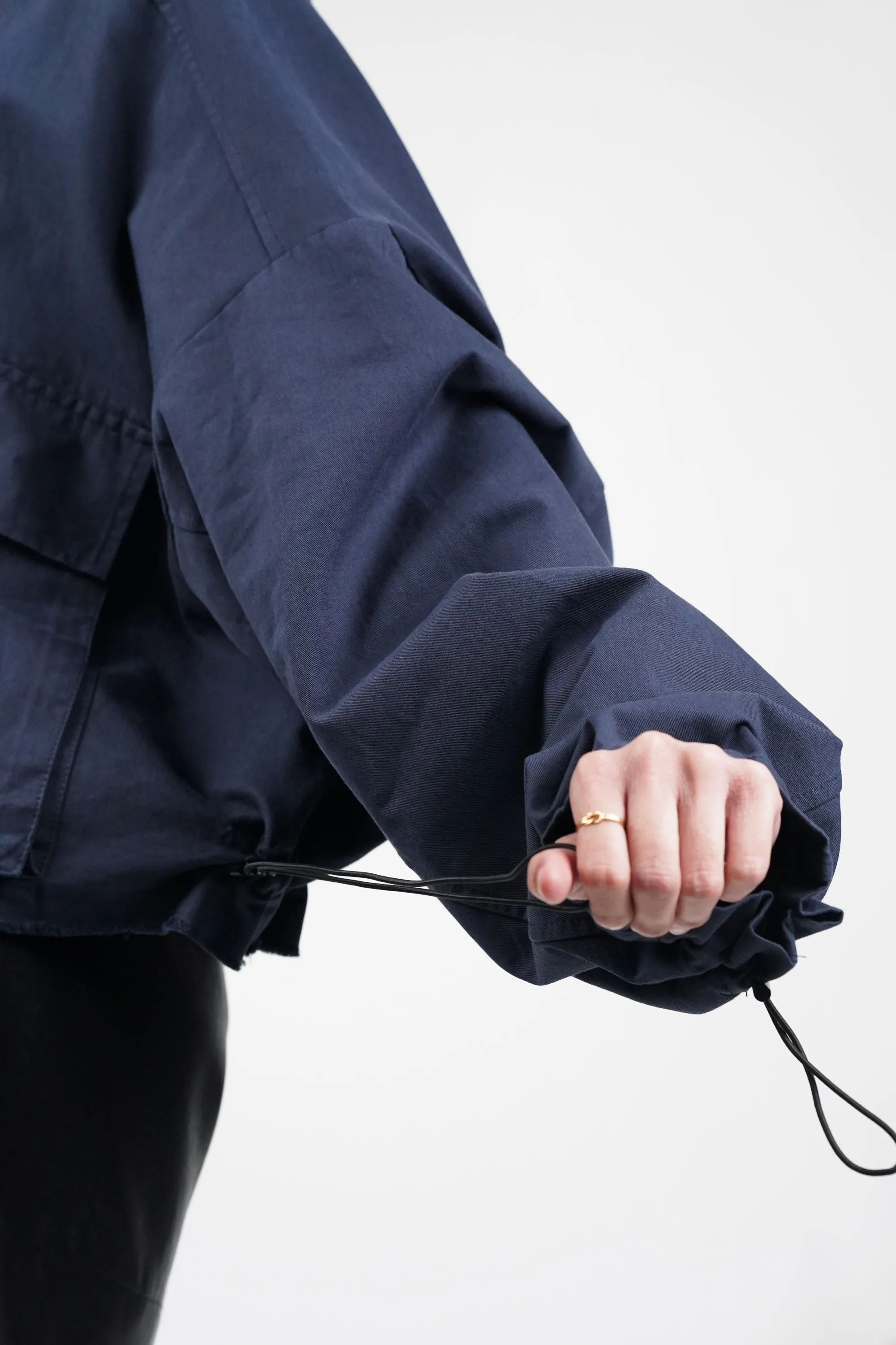 Dapper Navy Oversized Cropped Jacket