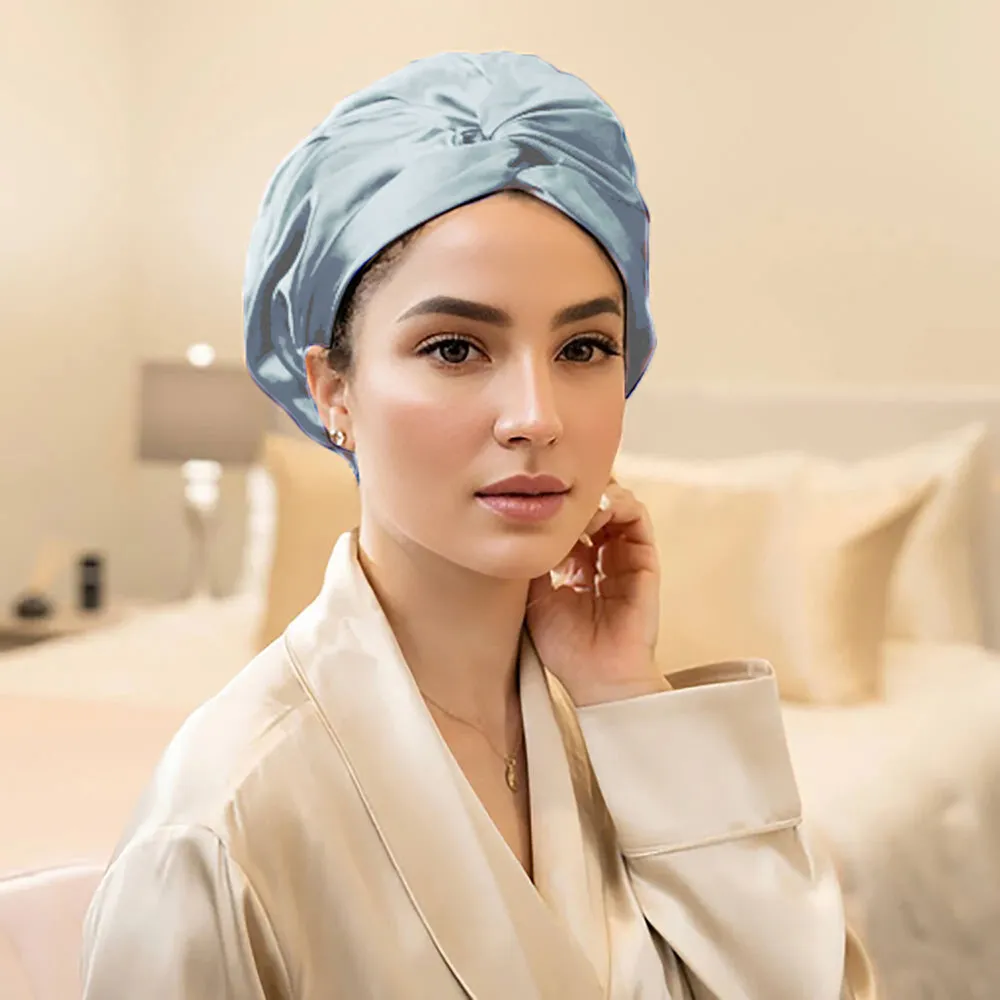 Double Layer Silk Bonnet - Light Blue