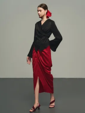 Drape Elegant Asymmetry Nichi Long-Skirt