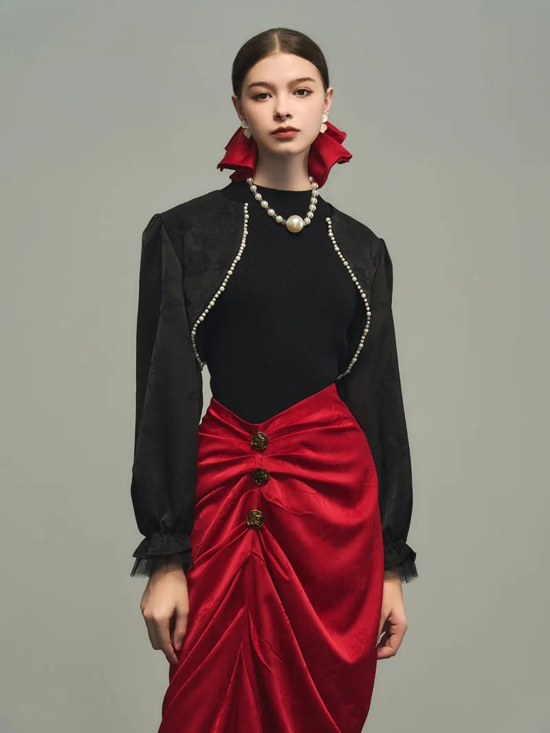 Drape Elegant Asymmetry Nichi Long-Skirt