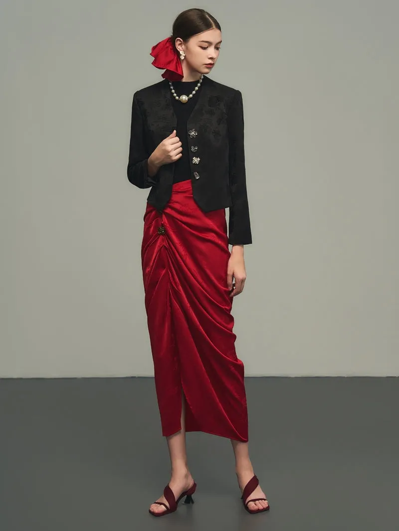 Drape Elegant Asymmetry Nichi Long-Skirt