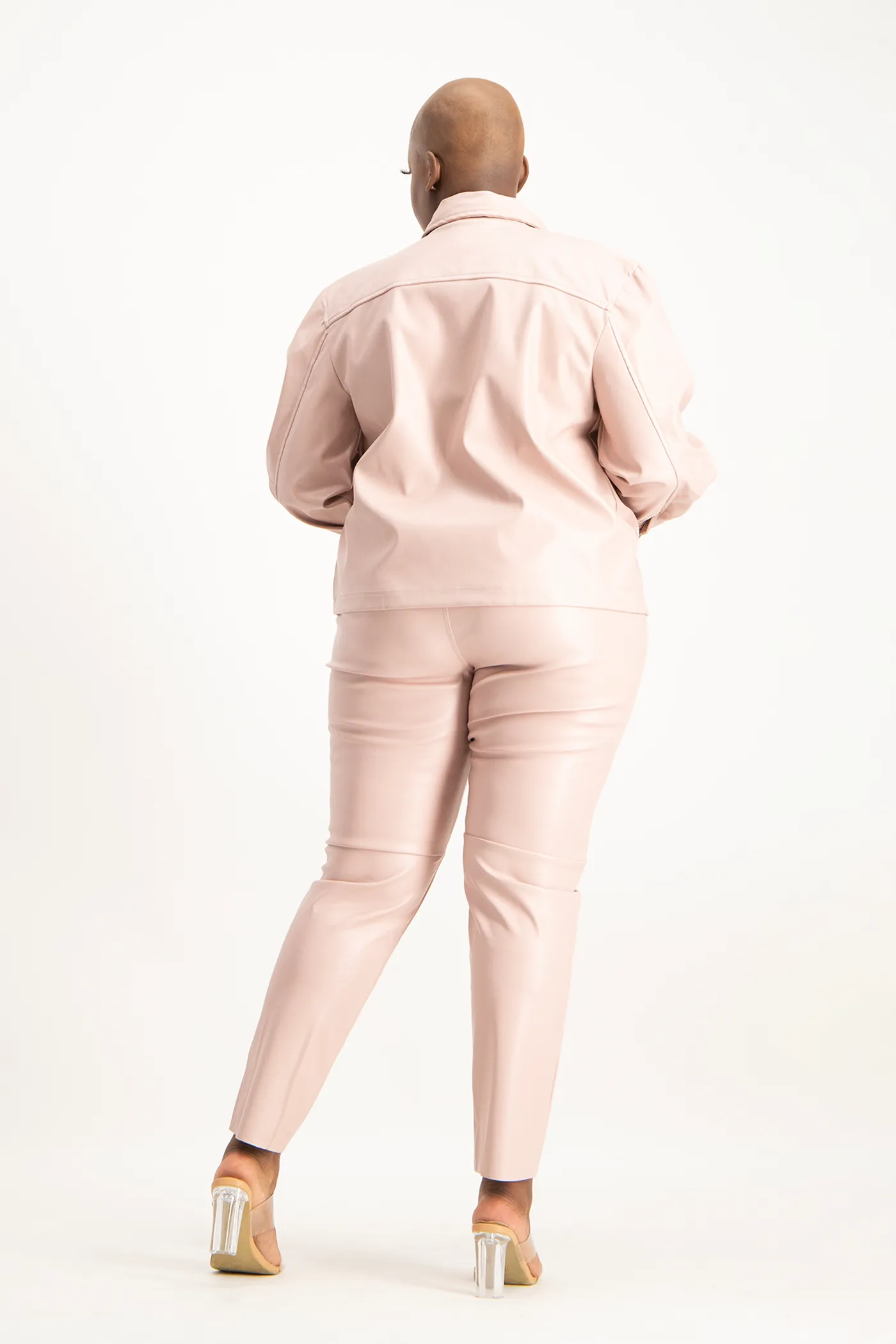 Eliana Faux Leather Shacket - Blush