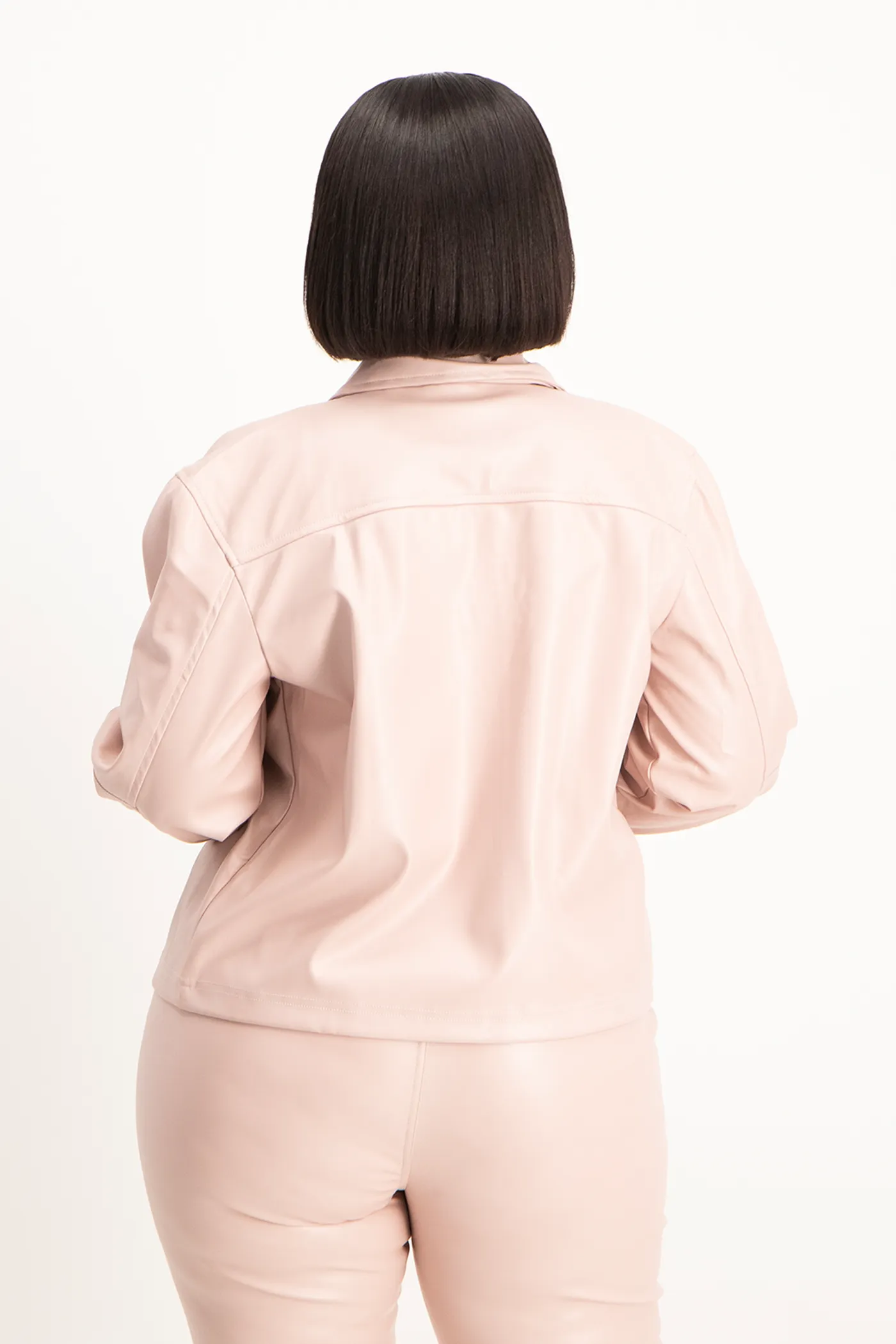 Eliana Faux Leather Shacket - Blush