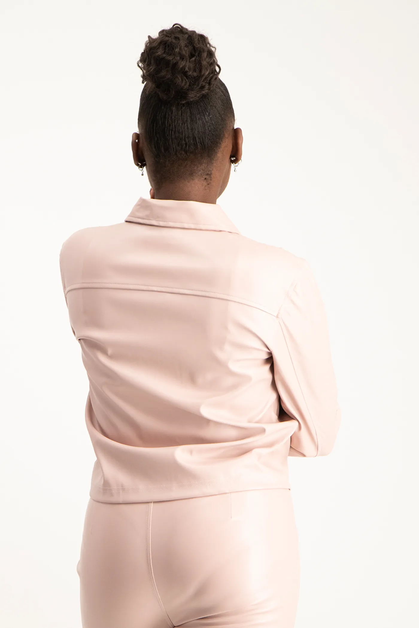 Eliana Faux Leather Shacket - Blush