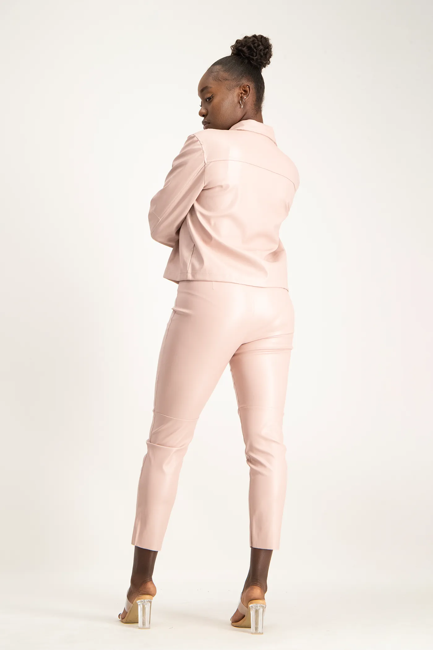 Eliana Faux Leather Shacket - Blush
