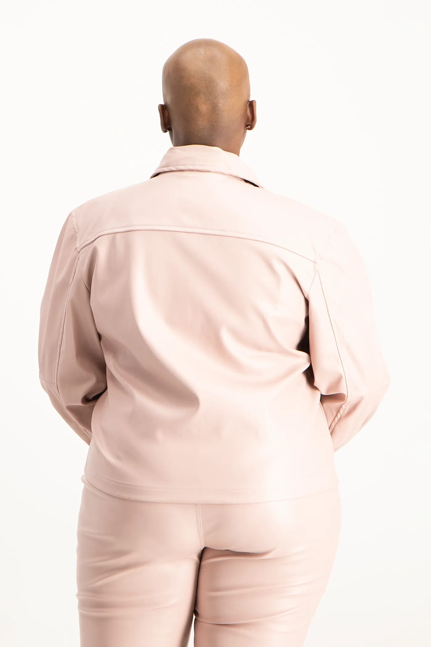 Eliana Faux Leather Shacket - Blush